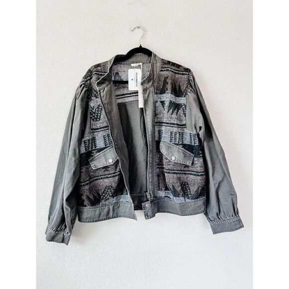 NWT! Mystree The Gia Jacquard Front Twill Aztec Vintage Print Jacket - Picture 6 of 8